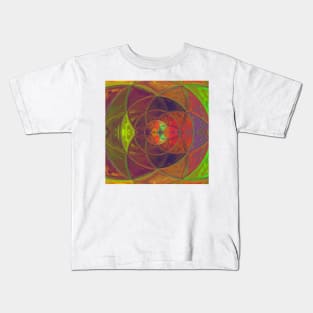 Mosaic Kaleidoscope Flower Purple Orange and Green Kids T-Shirt